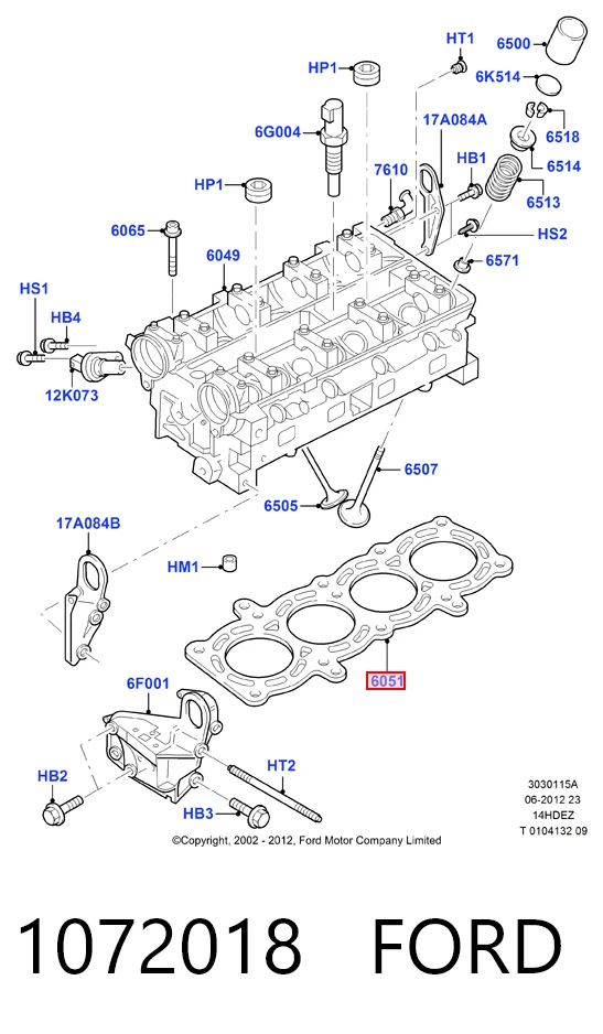 1072018 Ford Прокладка головки блока