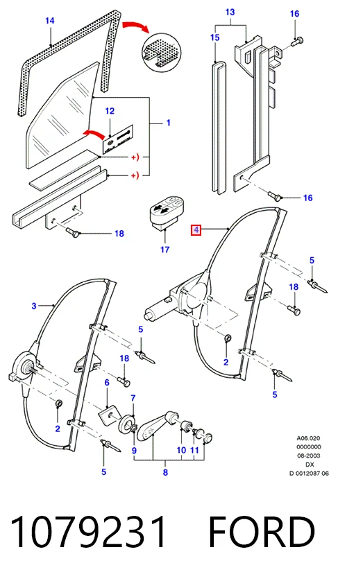  Стеклоподъемник передней левой двери Ford Fiesta 