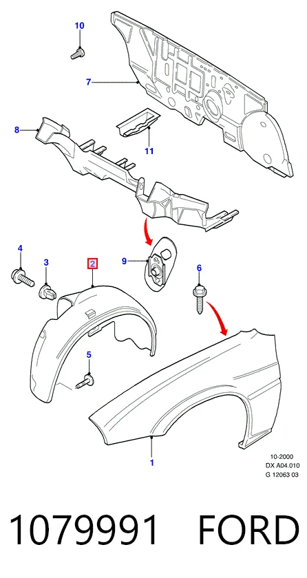 Подкрыльник переднего крыла, правый на Ford Fiesta Mk4 JAS, JBS