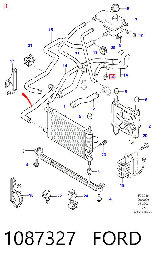 Термовыключатель на Ford Fiesta Mk4 JAS, JBS