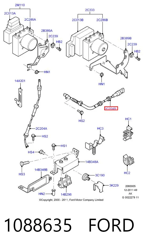 1088635 Ford Датчик АБС (ABS) задний, правый