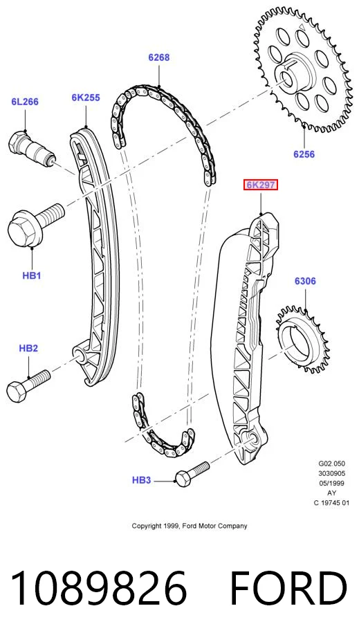1089826 Ford Успокоитель цепи ГРМ, левый