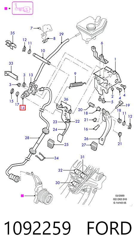 1092259 Ford Цилиндр сцепления, главный