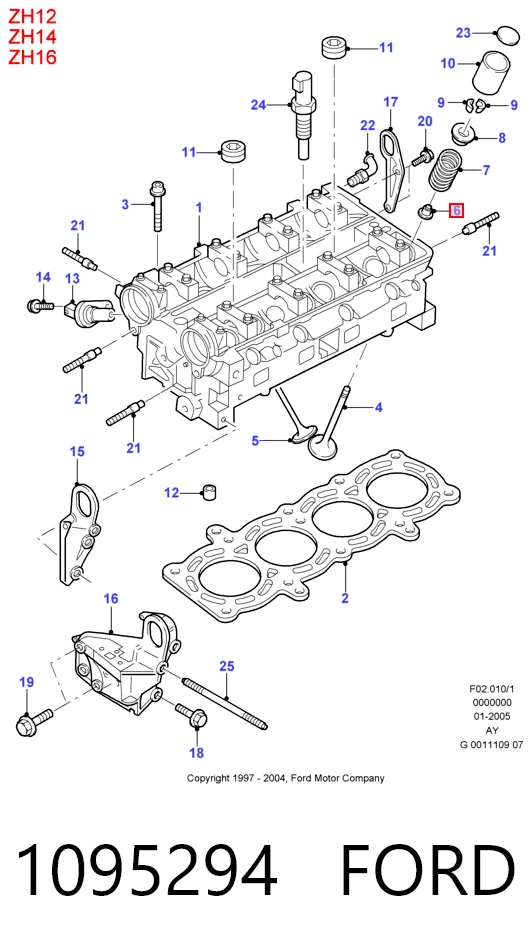 1095294 Ford Сальник клапана (маслосъёмный) впускного