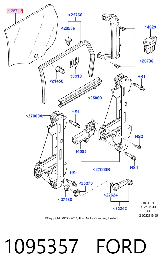 GS2532D302 XYG Стекло задней правой двери