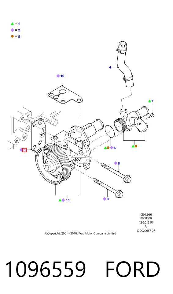 1096559 Ford Прокладка водяного насоса
