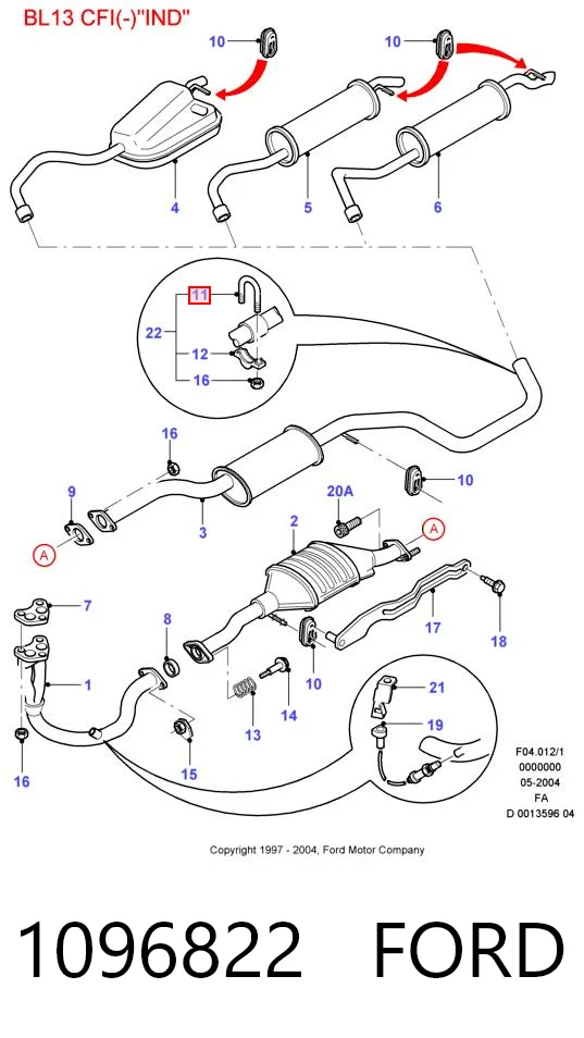 1096822 Ford Соединитель выхлопной передний