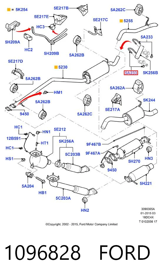 1096828 Ford Соединитель выхлопной передний