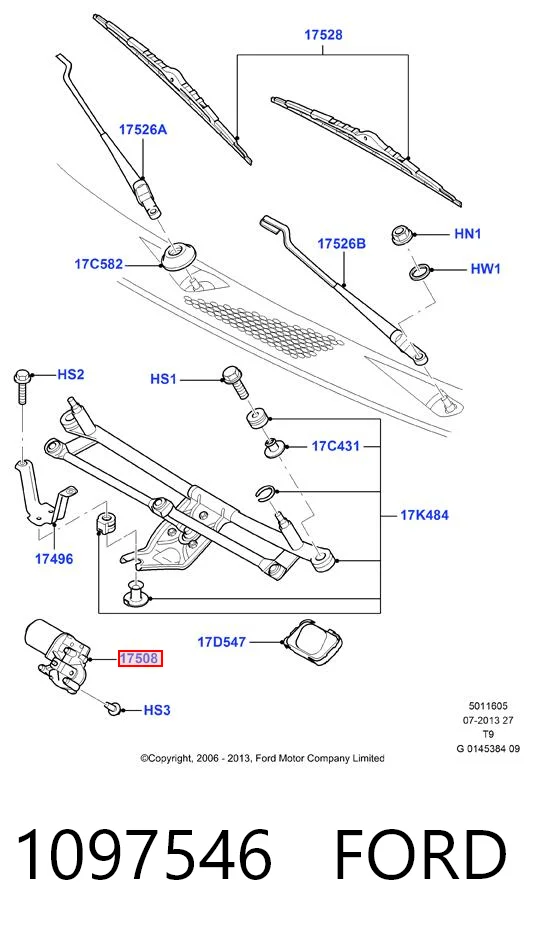1097546 Ford Мотор стеклоочистителя передний