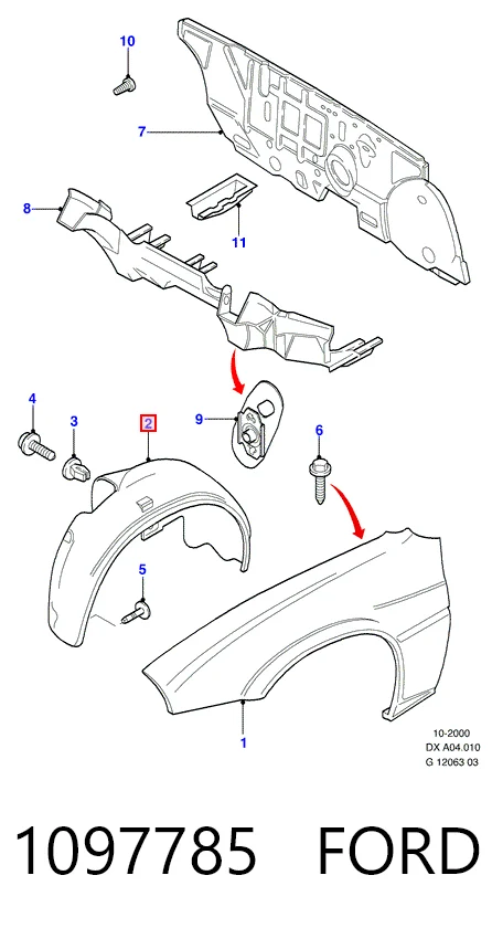 Правый подкрылок переднего крыла Ford Fiesta Mk4 хэтчбек (JAS, JBS) (1996 - 2002) цена, от 6.67 USD