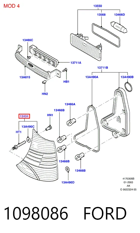 Задняя левая фара Ford Focus I седан (DFW) (1999 - 2005) цена, от 34.84 USD