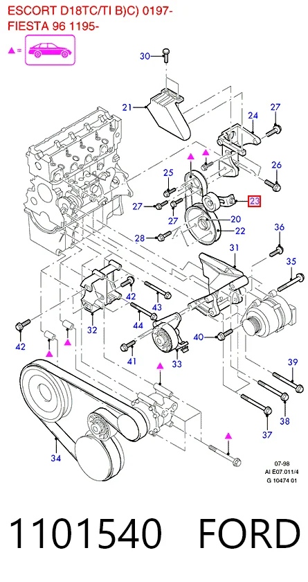 Натяжной ролик Ford Fiesta COURIER фургон (J5S, J3S) (1996 - 2002) цена, от 6.85 USD