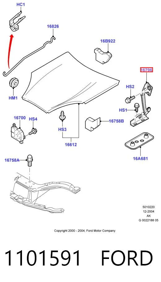 1101591 Ford Шарнир капота левый