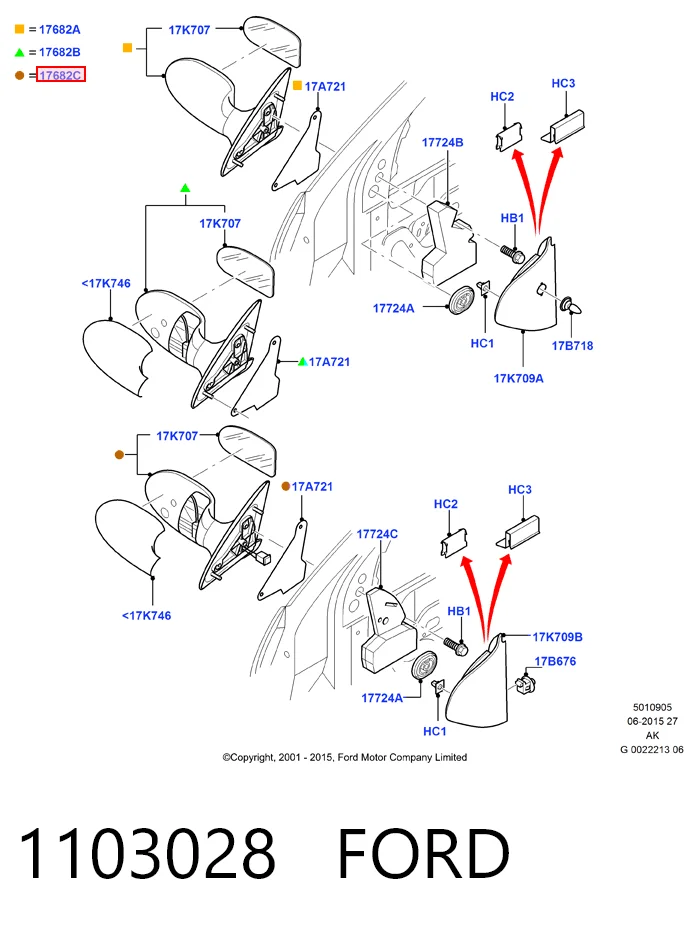 Зеркало заднего вида правое на Ford Focus I DFW
