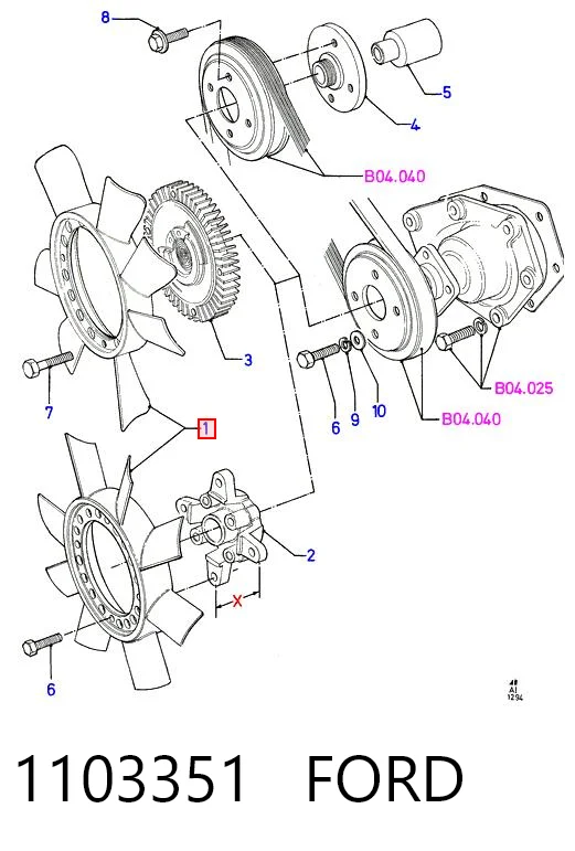 1103351 Ford Крыльчатка радиатора охлаждения