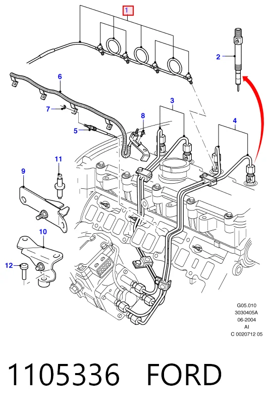 1105336 Ford Трубка топливная обратная от форсунок