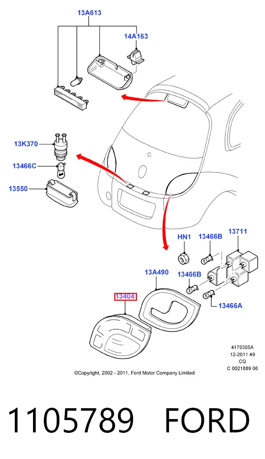 Фонарь задний правый Ford Ka хэтчбек (RBT) (1996 - 2008) цена, от 30.87 USD