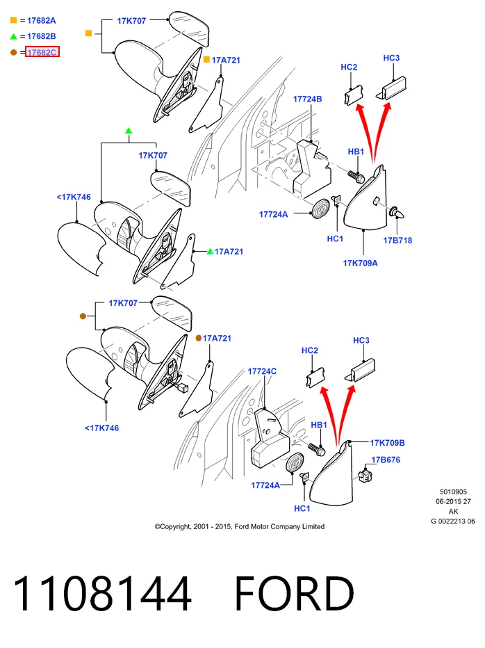 Наружное зеркало правое Ford Focus I седан (DFW) (1999 - 2005) цена, от 29.58 USD