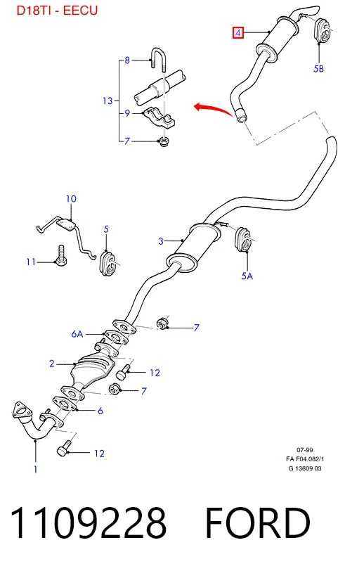 1109228 Ford Выхлопная труба