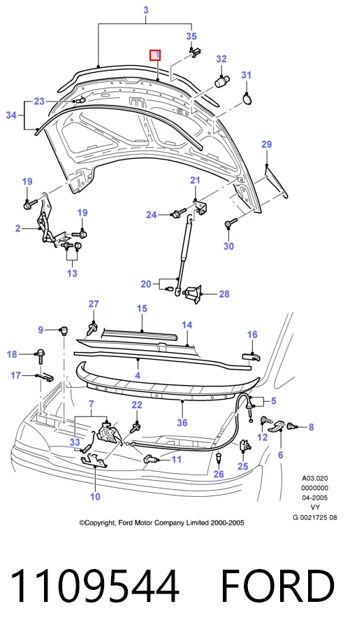 Капот на Ford Galaxy I VY WGR