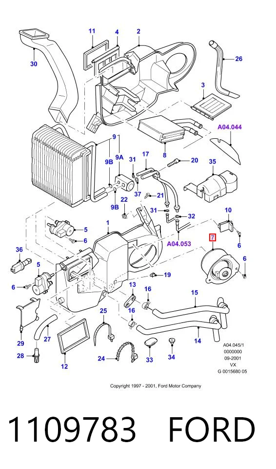 1109783 Ford Мотор вентилятора печки (отопителя салона) задний