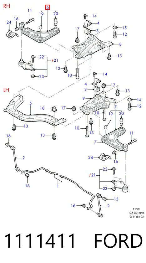 1111411 Ford Рычаг передней подвески нижний, правый