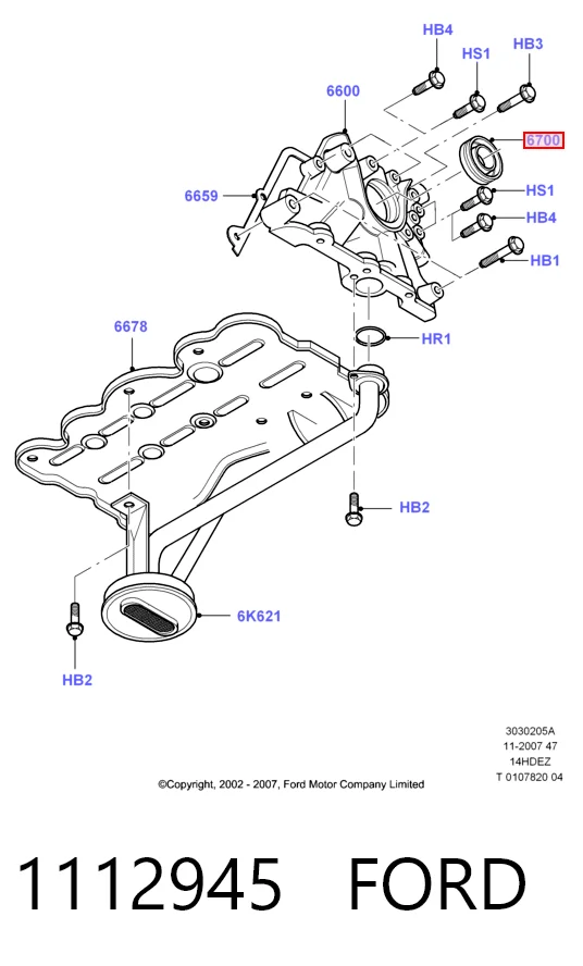 1112945 Ford Сальник коленвала двигателя, передний