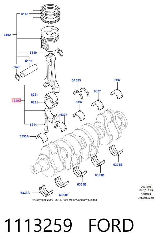 Шатун поршня двигателя Ford 1S4Q6200AD