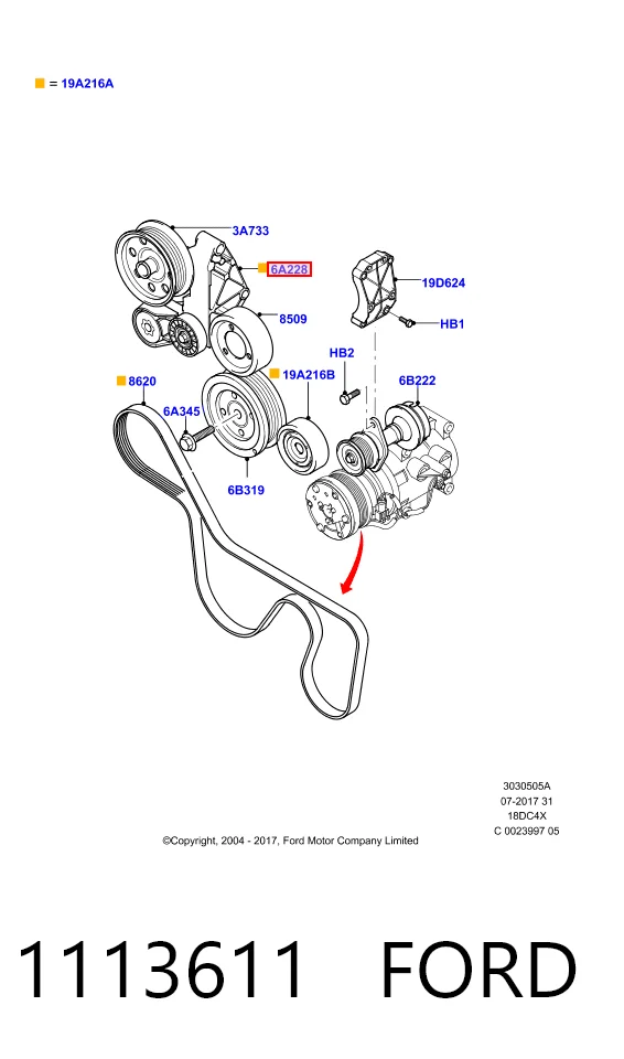 1113611 Ford Натяжитель клинового ремня