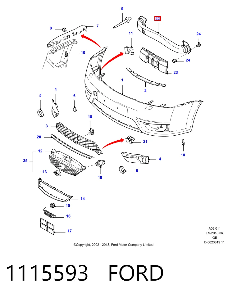 Шина бампера переднего Ford Mondeo III седан (B4Y) (2000 - 2007) цена, от 73.87 USD