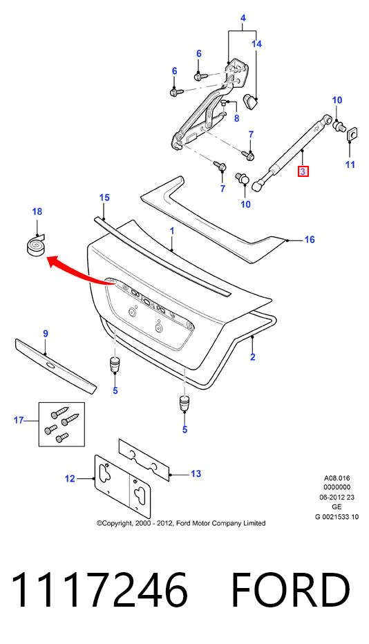 1117246 Ford Амортизатор крышки багажника