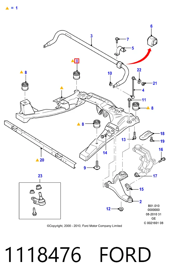 Сайлентблок передней балки Ford Mondeo III седан (B4Y) (2000 - 2007) цена, от 11.66 USD