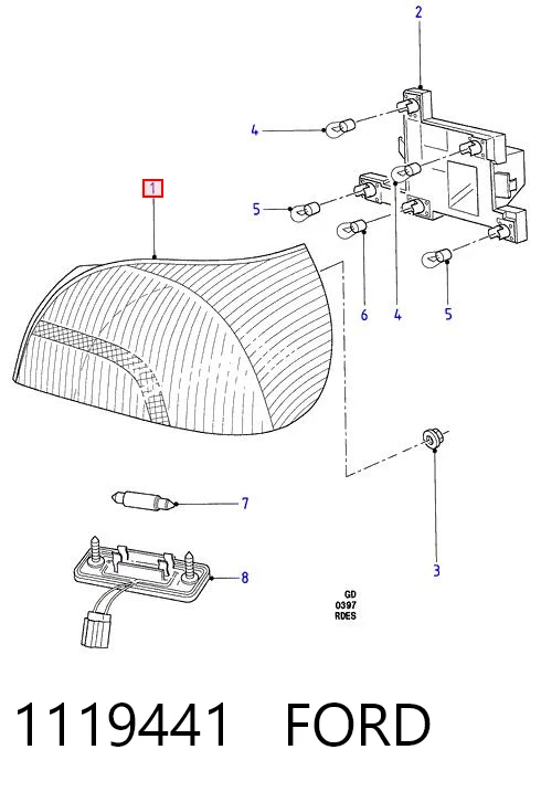 Фонарь задний левый Ford Mondeo 2 BFP