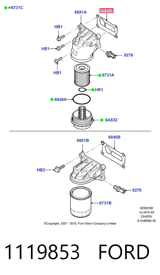1119853 Ford Прокладка масляного фильтра