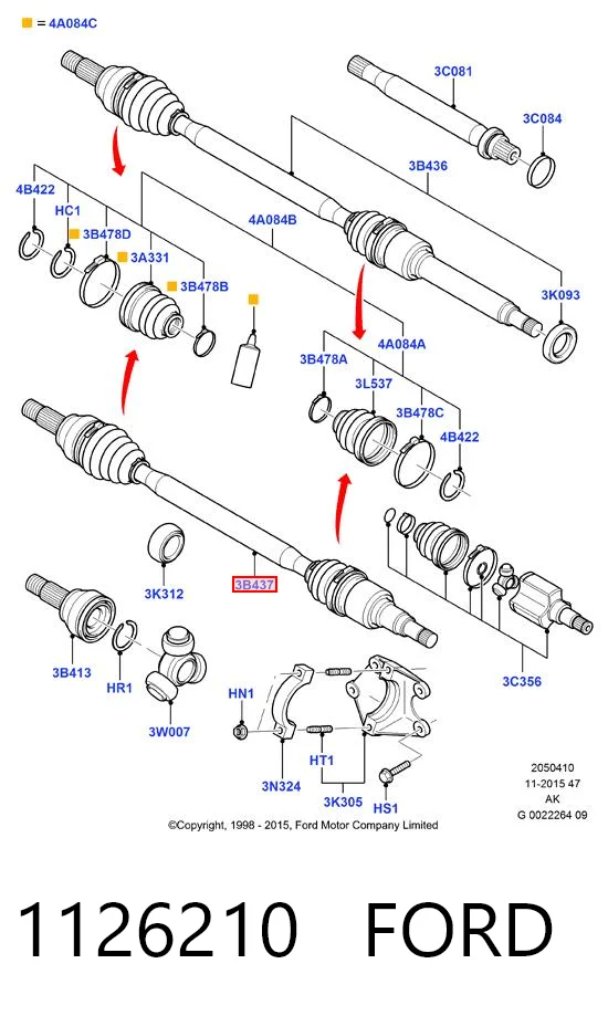1126210 Ford Полуось передняя левая