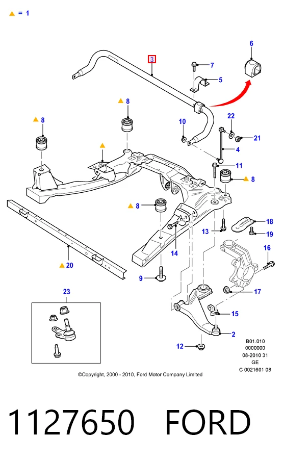 Стабилизатор передней устойчивости на Ford Mondeo III B4Y