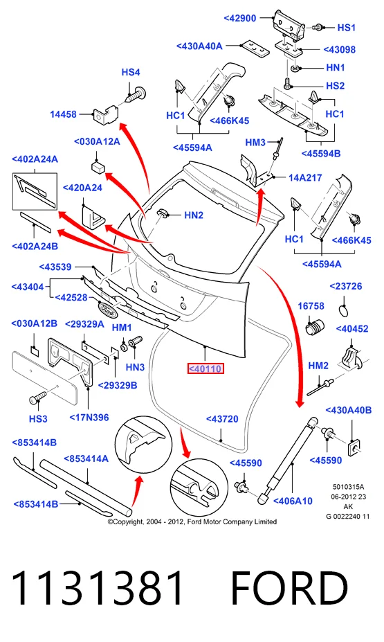 Пятая дверь Ford Focus I хэтчбек (DAW, DBW) (1998 - 2004) цена, от 68.80 USD