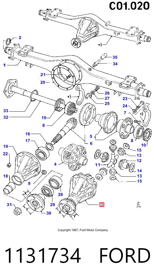 1131734 Ford Картер среднего моста и кожух полуосевой