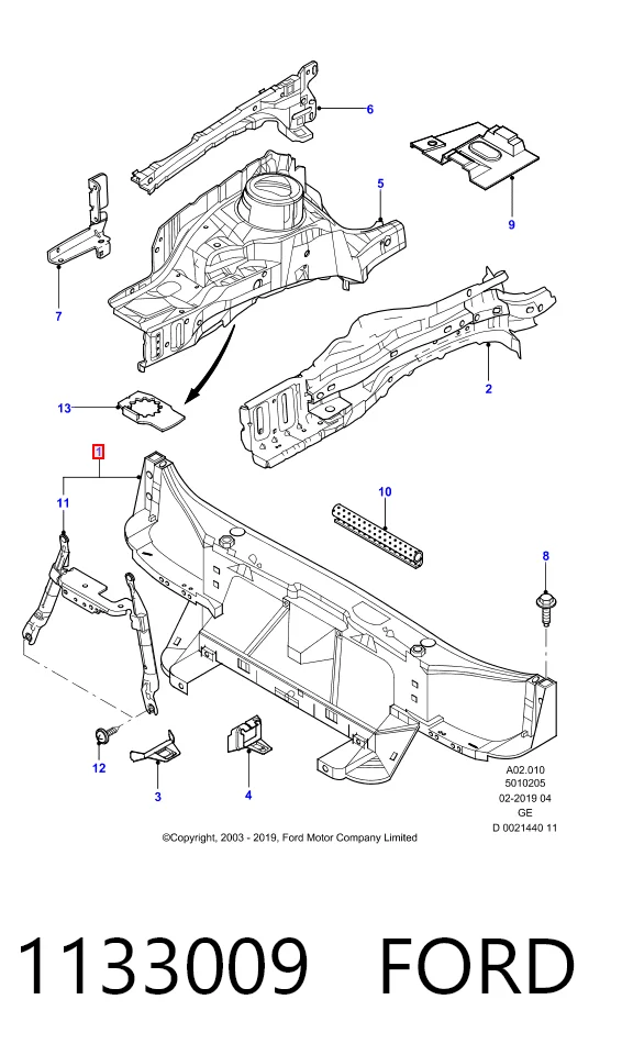 Панель передняя Ford Mondeo III седан (B4Y) (2000 - 2007) цена, от 63.35 USD