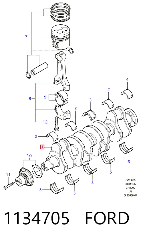 1134705 Ford Коленвал двигателя