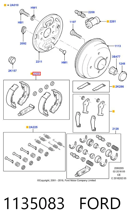 1135083 Ford Барабанные тормозные колодки