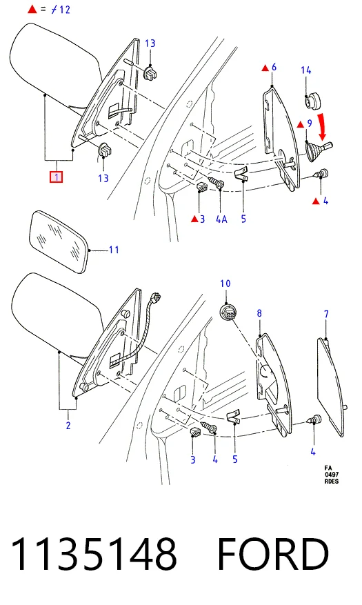 Зеркало заднего вида, левое Ford Orion III седан (GAL) (1990 - 1993) цена, от 26.55 USD