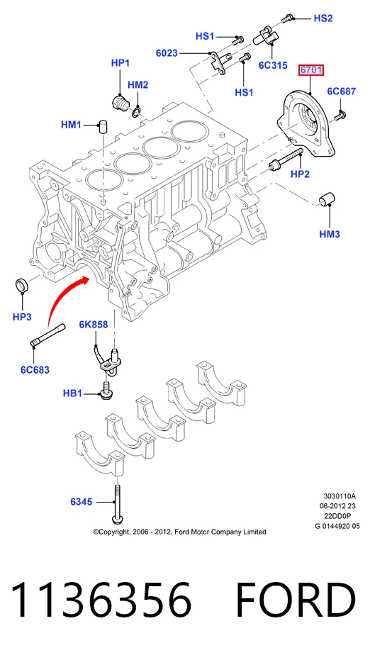 Сальник коленвала задний Ford Transit V фургон (V184/5) (2000 - 2006) цена, от 28.32 USD