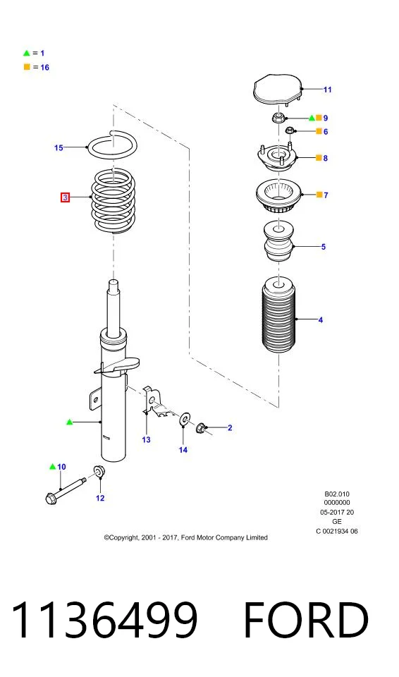 1136499 Ford Пружина передней подвески