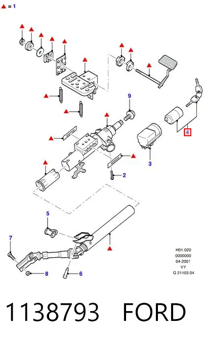 1138793 Ford Личинка замка зажигания