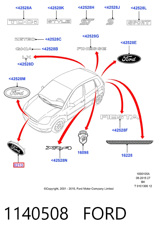 1140508 Ford Эмблема решетки радиатора