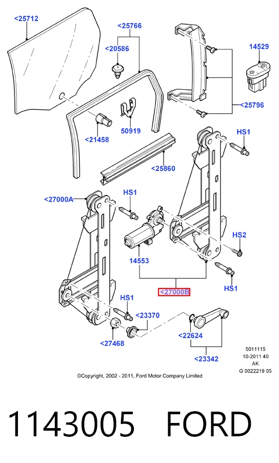 1143005 Ford Механизм стеклоподъемника двери задней, левой