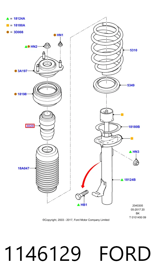 1146129 Ford Буфер амортизатора переднего