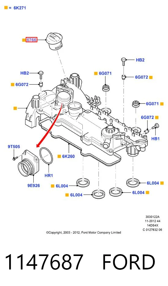 1147687 Ford Крышка масляной горловины