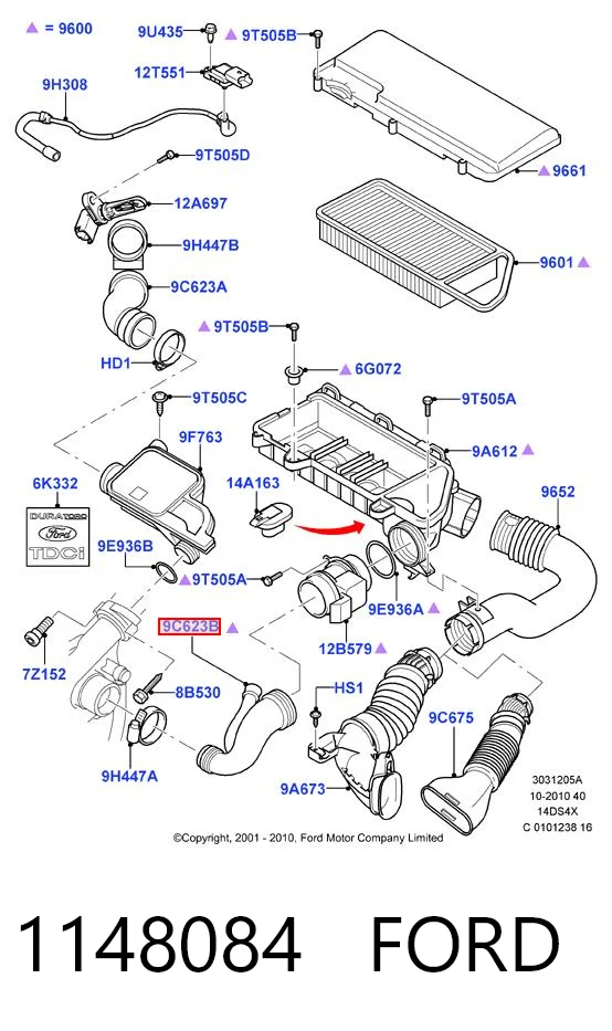 1148084 Ford Воздушный патрубок расходомера